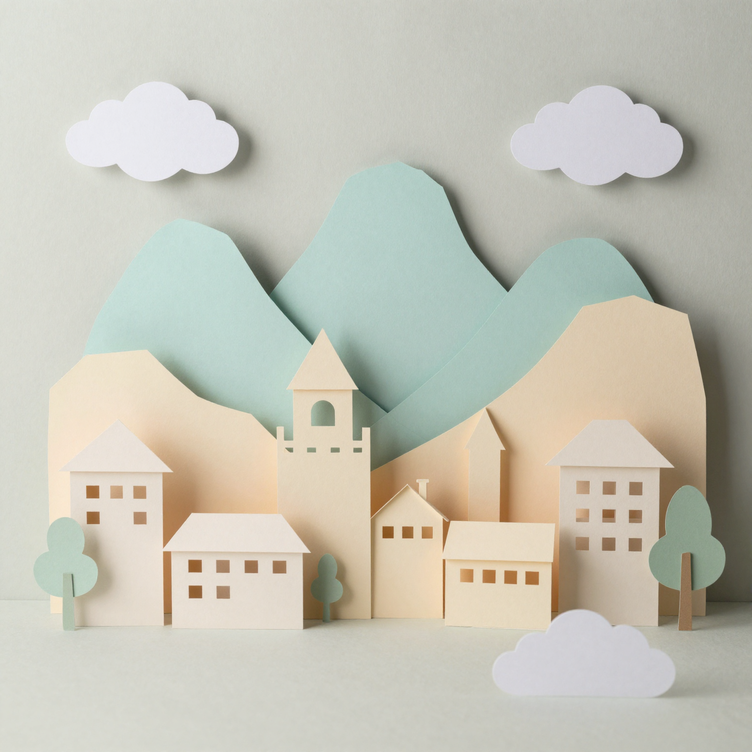 Paper-Craft Mountain Village