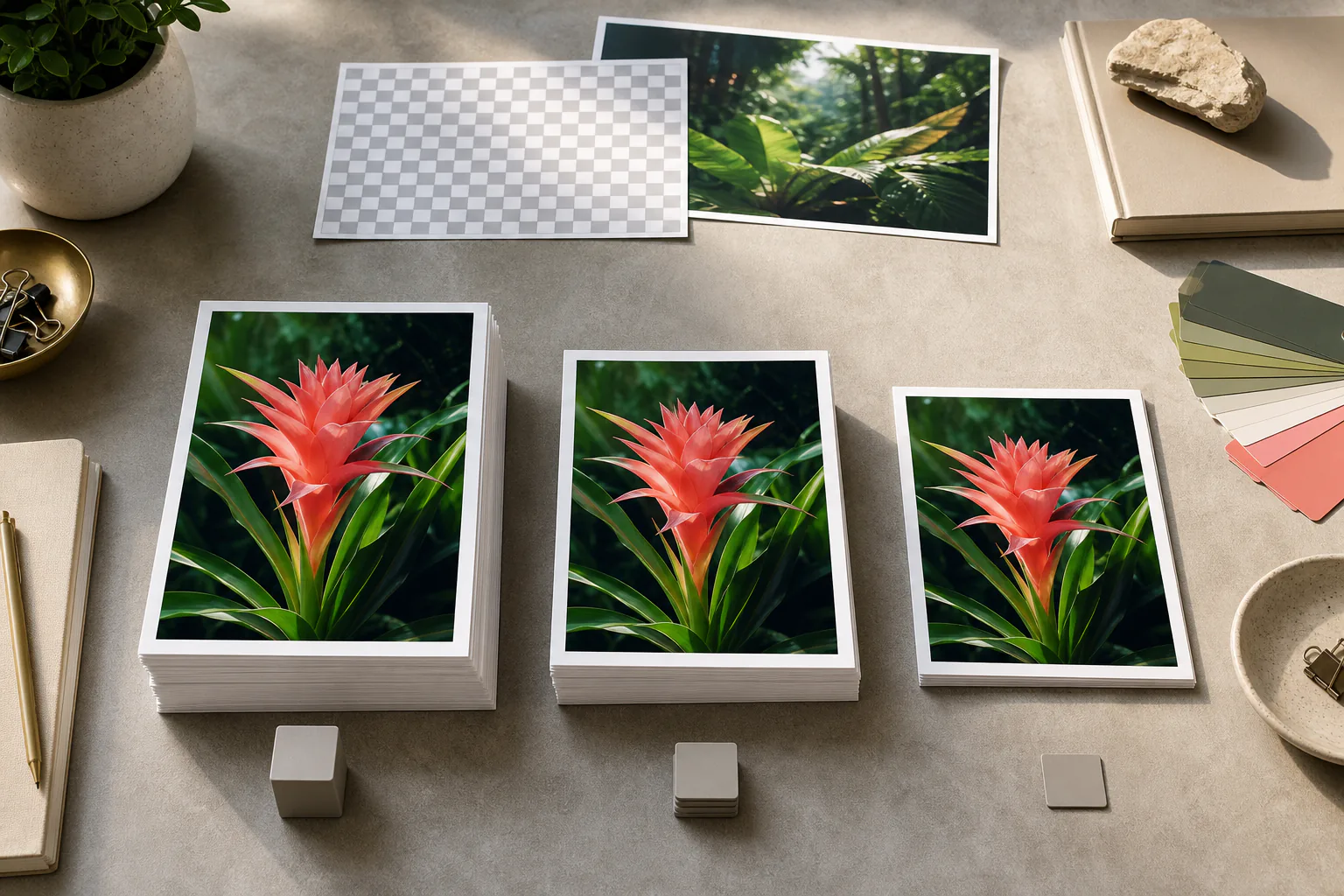 One colorful image exported as three neatly labeled file cards with visibly different file weights