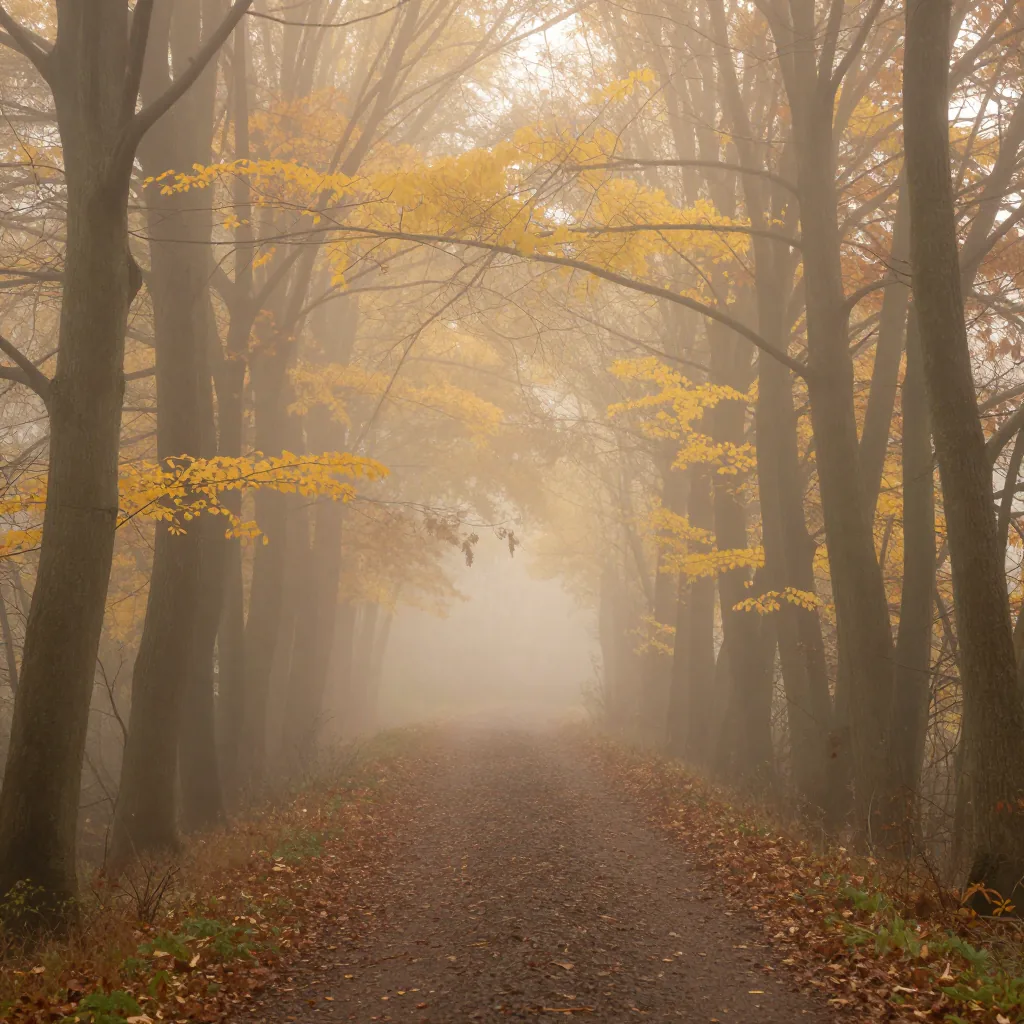 Misty Forest Path — AI 生成图片示例