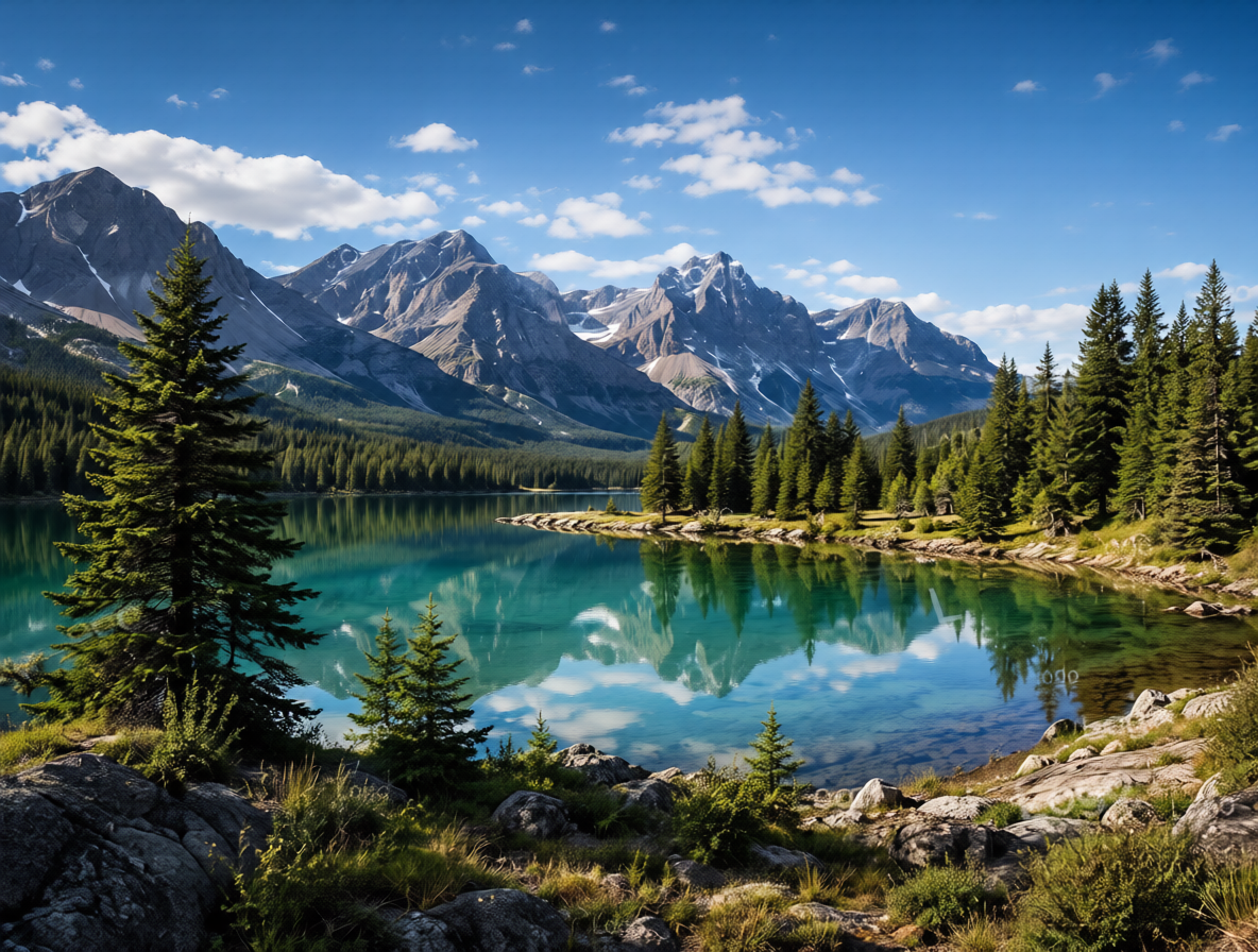 Landscape photo after several sample logo watermarks were removed with AI