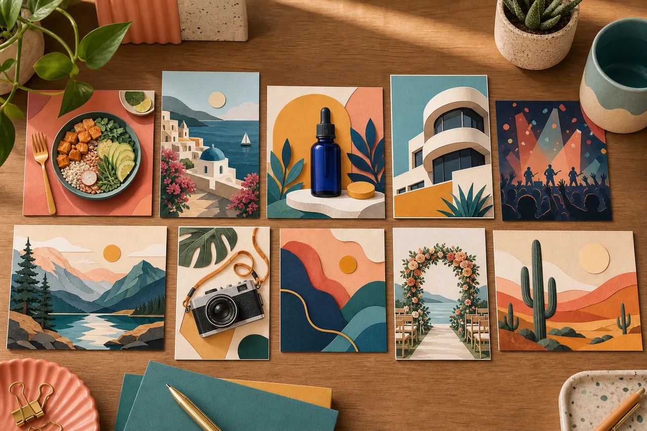 Social media concepts arranged in square, portrait, story, and landscape formats